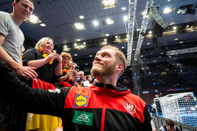 Handball, Men EM 2020, Main Round, Group 1, Austria Germany Johannes Bitter Germany TVB Stuttgart Vienna Stadthalle Vienna Austria