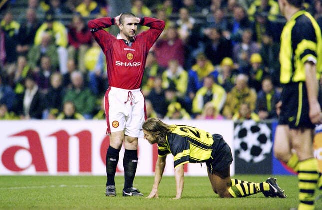 Football, Champions League Semifinal, Germany, Men, Season 1996 1997, Bor Dortmund Manchester United Eric Cantona UTD , Wolfgang Feiersinger BVB , Action