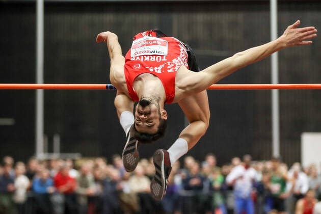 High jump with music Meeting 2020 Cologne Enes Talha Senses TUR Cologne, Germany 22 January 2020 High jump with music Meeting 2020 Cologne Copyright: xBEAUTIFULxSPORTS Footcornerx