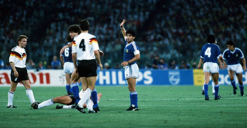 Deutschland - Argentinien Italien, Rom, 08.07.1990, Fussball, FIFA WM 1990 in Italien, Finale, DFB Deutschland - Argentinien (1:0): Diego Maradona (Argentinien). *** Germany Argentina Italy, Rome, 08 07 1990, Football, FIFA World Cup 1990 in Italy, Final, DFB Germany Argentina 1 0 Diego Maradona Argentina
