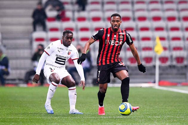 07 MYZIANE MAOLIDA (NICE) - 17 FAITOUT MAOUASSA (REN) FOOTBALL : Nice vs Rennes - Ligue 1 Conforama - 24 01 2020 FEP Panoramic 