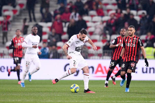 26 JEREMY GELIN (REN) - 18 ALEXIS CLAUDE MAURICE (NICE) FOOTBALL : Nice vs Rennes - Ligue 1 Conforama - 24 01 2020 FEP Panoramic 