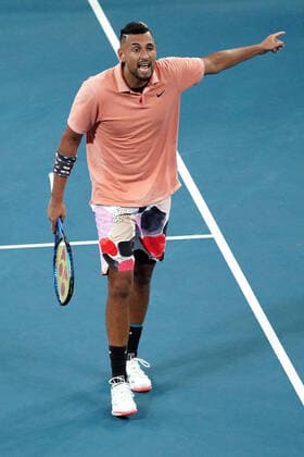AUSTRALIAN OPEN DAY 6, Nick Kyrgios of Australia reacts during his third round match against Karen Kachanov of Russia on day six of the Australian Open tennis tournament at Melbourne Arena in Melbourne, Saturday, January 25, 2020. ( NO ARCHIVING, EDITORIAL USE ONLY, NO USE IN BOOKS WITHOUT CONSENT MELBOURNE VIC AUSTRALIA  Copyright: xMICHAELxDODGEx 20200125001444416426