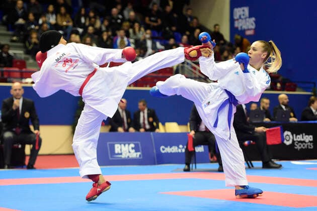 Gwendoline Philippe (Fra) -61kg vs B Sadini (Mar) KARATE : Open de Paris 2020 - Karate - 25 01 2020 JBAutissier Panoramic 