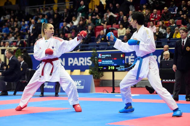Gwendoline Philippe (Fra) -61kg vs Yin Xiaoyan (Chn) -61kg KARATE : Open de Paris 2020 - Karate - 25 01 2020 JBAutissier Panoramic 