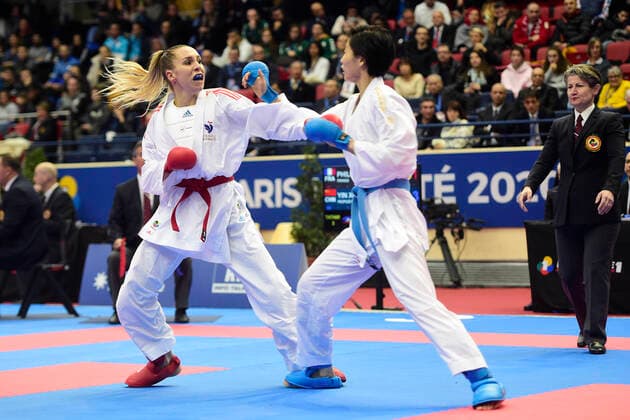 Gwendoline Philippe (Fra) -61kg vs Yin Xiaoyan (Chn) -61kg KARATE : Open de Paris 2020 - Karate - 25 01 2020 JBAutissier Panoramic 