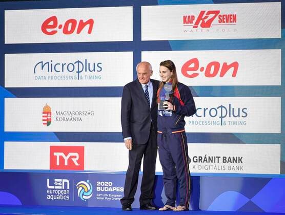 Best Women Player ESP Spain Gianni Lonzi LEN Podium Ceremonies Budapest 25 01 2020 Duna Arena XXXIV LEN European Water polo, Wasserball Championships 2020 Photo Â©Pasquale Mesiano Deepbluemedia Insidefoto PasqualexMesiano