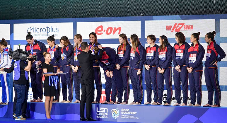 Podium Ceremonies Budapest 25 01 2020 Duna Arena XXXIV LEN European Water polo, Wasserball Championships 2020 Photo Â©Pasquale Mesiano Deepbluemedia Insidefoto PasqualexMesiano