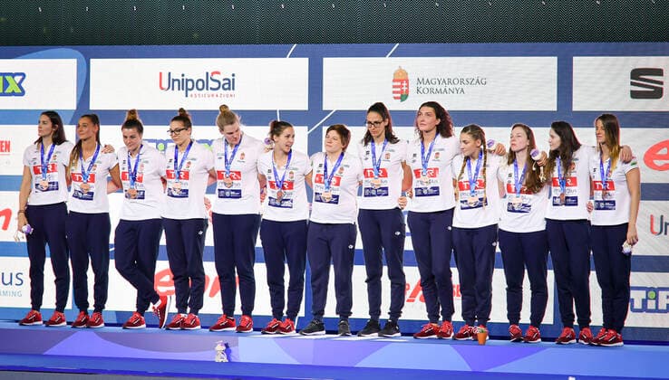 Team Hungary HUN Bronze Medal Podium Ceremonies Budapest 25 01 2020 Duna Arena XXXIV LEN European Water polo, Wasserball Championships 2020 Photo Â©Pasquale Mesiano Deepbluemedia Insidefoto PasqualexMesiano