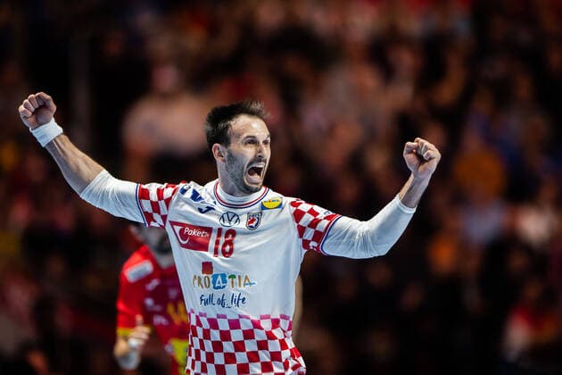 200126 Igor Karacic of Croatia celebrates during the EHF European Handball Championship final between Spain and Croatia on January 26, 2020 in Stockholm,  Copyright: JESPERxZERMAN BB200126JZ011