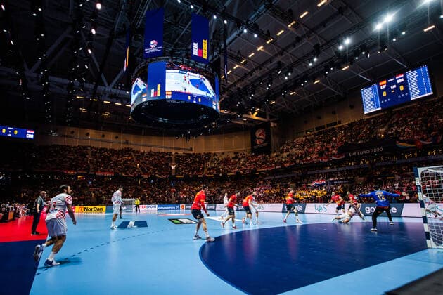 200126 General view over the EHF European Handball Championship final between Spain and Croatia on January 26, 2020 in Stockholm,  Copyright: JOHANNAxLUNDBERG BB200126JL016