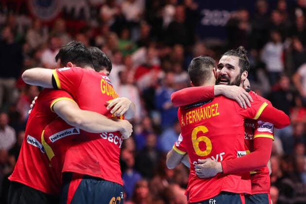 Spain v Croatia - Final - Men s EHF EURO 2020 Players of national team, Nationalteam of Spain celebrate a win after the Men s EHF EURO 2020 final match between Spain and Croatia at Tele2 Arena in Stockholm, Sweden on January 26, 2020. Photo by Luka Stanzl PIXSELL LukaxStanzl PIXSELL