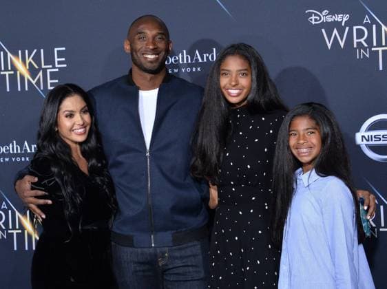 In this February 26, 2018 file photo, former NBA, Basketball Herren, USA player Kobe Bryant, his wife Vanessa (L) and their daughters Natalia and Gianna (R) attend the premiere of the sci-fi motion picture fantasy A Wrinkle in Time at the El Capitan Theatre in Los Angeles. Kobe Bryant and his 13-year-old daughter Gianna were killed in a helicopter crash in Calabasas, Cali9fornia on Sunday, January 267, 2020.  LAP202001262040 JIMxRUYMEN