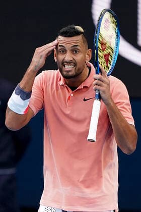AUSTRALIAN OPEN DAY 8, Nick Kyrgios of Australia gestures during his fourth round match against Rafael Nadal of Spain on day eight of the Australian Open tennis tournament at Rod Laver Arena in Melbourne, Monday, January 27, 2020. ( NO ARCHIVING, EDITORIAL USE ONLY, NO USE IN BOOKS WITHOUT CONSENT MELBOURNE VIC AUSTRALIA  Copyright: xSCOTTxBARBOURx 20200127001444912491