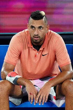 AUSTRALIAN OPEN DAY 8, Nick Kyrgios of Australia during his fourth round match against Rafael Nadal of Spain on day eight of the Australian Open tennis tournament at Rod Laver Arena in Melbourne, Monday, January 27, 2020. ( NO ARCHIVING, EDITORIAL USE ONLY, NO USE IN BOOKS WITHOUT CONSENT MELBOURNE VIC AUSTRALIA  Copyright: xSCOTTxBARBOURx 20200127001444936869
