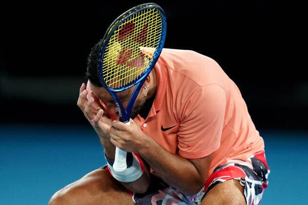 AUSTRALIAN OPEN DAY 8, Nick Kyrgios of Australia reacts during his fourth round match against Rafael Nadal of Spain on day eight of the Australian Open tennis tournament at Rod Laver Arena in Melbourne, Monday, January 27, 2020. ( NO ARCHIVING, EDITORIAL USE ONLY, NO USE IN BOOKS WITHOUT CONSENT MELBOURNE VIC AUSTRALIA  Copyright: xSCOTTxBARBOURx 20200127001444939212