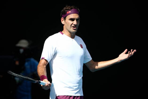 AUSTRALIAN OPEN DAY 9, Roger Federer of Switzerland gestures during his fifth round match against Tennys Sandgren of the USA on day nine of the Australian Open tennis tournament at Rod Laver Arena in Melbourne, Tuesday, January 28, 2020. ( NO ARCHIVING, EDITORIAL USE ONLY, NO USE IN BOOKS WITHOUT CONSENT MELBOURNE VIC AUSTRALIA  Copyright: xROBxPREZIOSOx 20200128001445153349