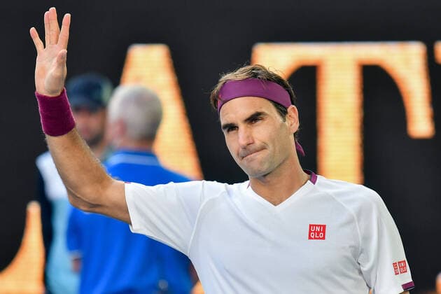 January 28, 2020: 3rd seed ROGER FEDERER (SUI) celebrates after defeating TENNYS SANDGREN (USA) on Rod Laver Arena in a Women s Singles Quarterfinals match on day 9 of the Australian Open 2020 in Melbourne, Australia. Cal Media. Federer won 63 26 26 76 63 Tennis 2020: Australian Open Day 9 - ZUMAc04_ 20200128_zaf_c04_027 Copyright: xSydneyxLowx