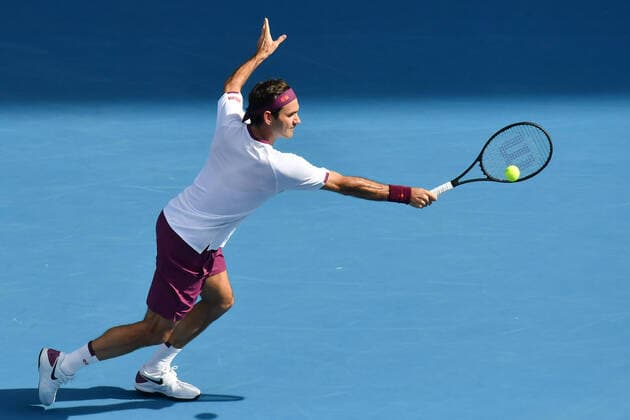 January 28, 2020: 3rd seed ROGER FEDERER (SUI) in action against TENNYS SANDGREN (USA) on Rod Laver Arena in a Men s Singles Quarterfinals match on day 9 of the Australian Open 2020 in Melbourne, Australia. Cal Media. Federer won 63 26 26 76 63 Tennis 2020: Australian Open Day 9 - ZUMAc04_ 20200128_zaf_c04_073 Copyright: xSydneyxLowx