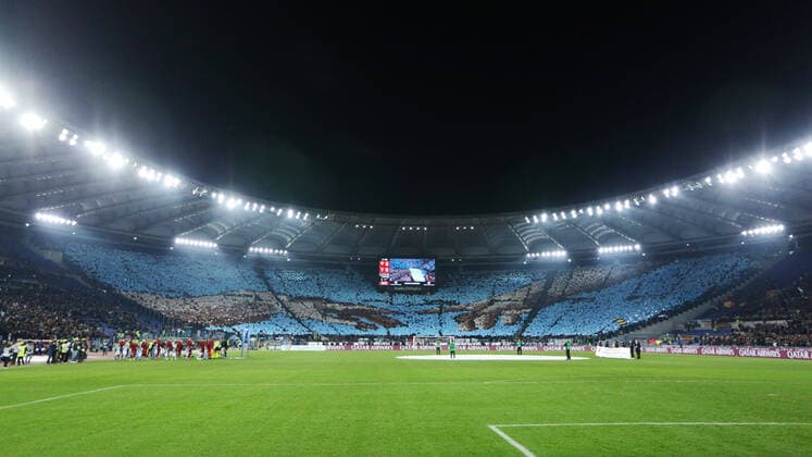 Lazio supporters during the Italian championship Serie A football match between AS Roma and SS Lazio on January 26, 2020 at Stadio Olimpico in Rome, Italy - Photo Federico Proietti ESPA-Images Italian Serie A. Roma v Lazio - ZUMAcs12 20200126_zaf_cs12_235 Copyright: xESPAxPhotoxAgencyx