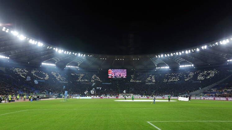Lazio supporters during the Italian championship Serie A football match between AS Roma and SS Lazio on January 26, 2020 at Stadio Olimpico in Rome, Italy - Photo Federico Proietti ESPA-Images Italian Serie A. Roma v Lazio - ZUMAcs12 20200126_zaf_cs12_241 Copyright: xESPAxPhotoxAgencyx