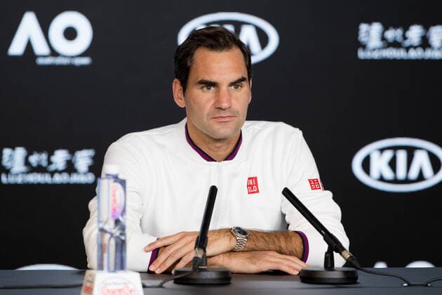 Roger Federer of Switzerland media conference after defeating Tennys Sandgren of USA in five sets during the Quarter Finals match at the ATP, Tennis Herren Australian Open 2020 at Melbourne Park, Melbourne, Australia on 28 January 2020. Copyright: xPeterxDovganx 26031443