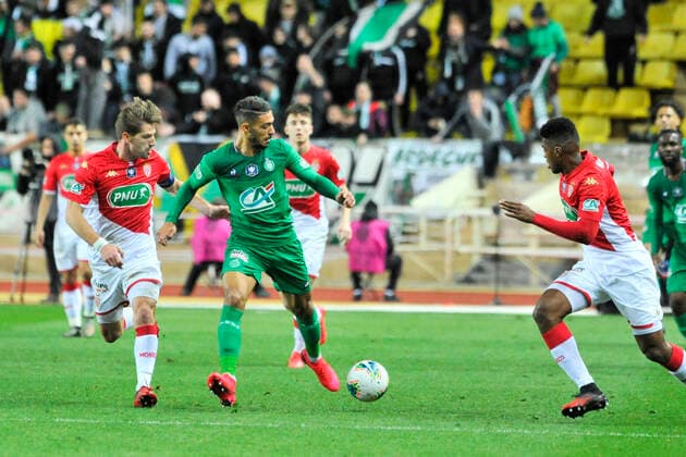 Denis Bouanga (AS Saint Etienne) - Adrien Da Silva (AS Saint Etienne) FOOTBALL : AS Monaco vs AS Saint Etienne - Coupe de France - Monaco - 28 01 2020 NorbertScanella PanoramiC 