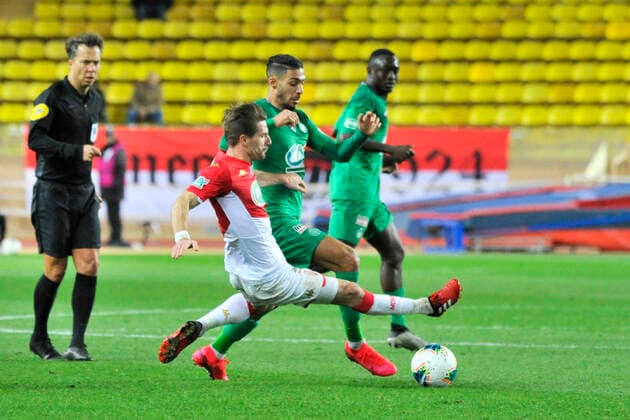 Denis Bouanga (AS Saint Etienne) - Adrien Da Silva (AS Monaco) FOOTBALL : AS Monaco vs AS Saint Etienne - Coupe de France - Monaco - 28 01 2020 NorbertScanella PanoramiC 