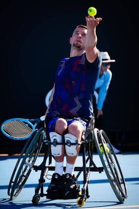 Belgian Joachim Gerard pictured during the tennis match between Belgian Joachim Gerard and Australian Ben Weekes ATP, Tennis Herren 21), in the Men s Wheelchair Singles Quarterfinals match, at the Australian Open tennis Grand Slam, Wednesday 29 January 2020 in Melbourne Park, Melbourne, Australia. PATRICKxHAMILTON  x2464882x
