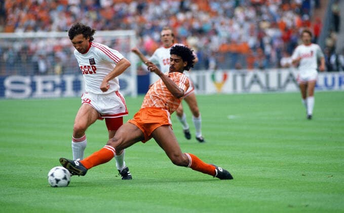 UDSSR Netherlands Germany, Munich, 215 06 1988, Football, UEFA Euro 1988 in Germany, Final, UDSSR Netherlands 0 2 v l Oleg Protasov UDSSR , Frank Rijkaard Netherlands