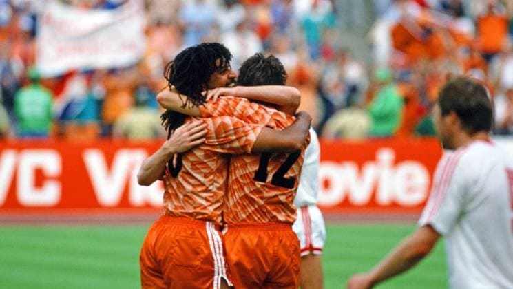 USSR Netherlands Germany, Munich, 215 06 1988, Football, UEFA Euro 1988 in Germany, Final, USSR Netherlands 0 2 v l Ruud Gullit, Marco van Basten both Netherlands