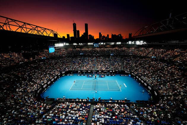 AUSTRALIAN OPEN DAY 11, A general view during the men s singles semi final between Roger Federer of Switzerland and Novak Djokovic of Serbia on day 11 of the Australian Open tennis tournament at Rod Laver Arena in Melbourne, Thursday, January 30, 2020. ( NO ARCHIVING, EDITORIAL USE ONLY, NO USE IN BOOKS WITHOUT CONSENT MELBOURNE VIC AUSTRALIA  Copyright: xDAVExHUNTx 20200130001445676161