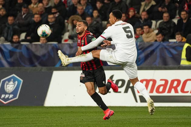Alexis Claude Maurice (OGC Nice) - Kenny Tete (Lyon) FOOTBALL : OGC Nice vs Lyon - Coupe de France - Nice - 30 01 2020 NorbertScanella PanoramiC 