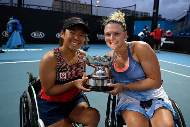 Australian Open 2020 Wheelchair Womans Doubles Yui Kamiji , Japan and Jordanne Whiley , Great Britain