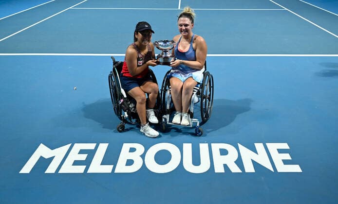 Australian Open 2020 Wheelchair Womans Doubles Yui Kamiji , Japan and Jordanne Whiley , Great Britain