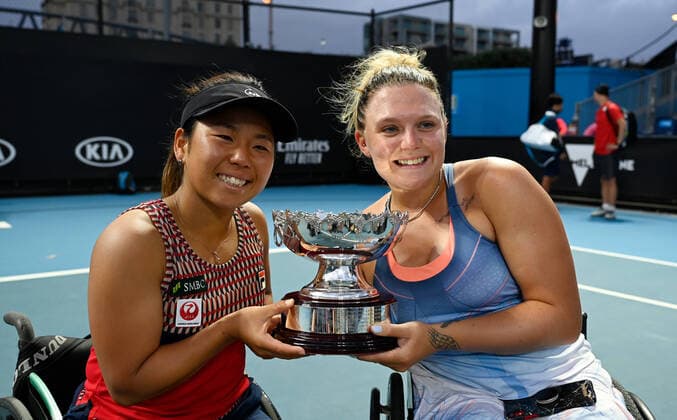 Australian Open 2020 Wheelchair Womans Doubles Yui Kamiji , Japan and Jordanne Whiley , Great Britain