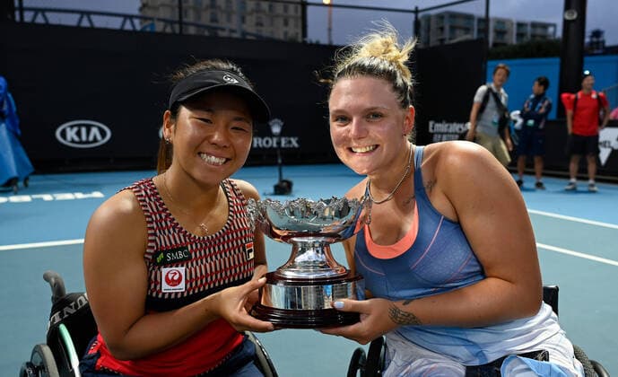 Australian Open 2020 Wheelchair Womans Doubles Yui Kamiji , Japan and Jordanne Whiley , Great Britain