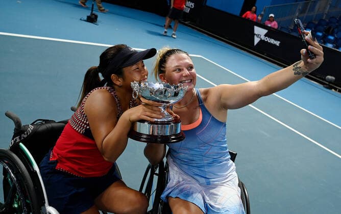 Australian Open 2020 Wheelchair Womans Doubles Yui Kamiji , Japan and Jordanne Whiley , Great Britain