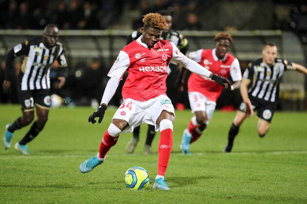 34 EL BILAL TOURE (REI) - PENALTY - BUT FOOTBALL : Angers vs Reims - Ligue 1 Conforama - 02 01 2020 FEP Panoramic 