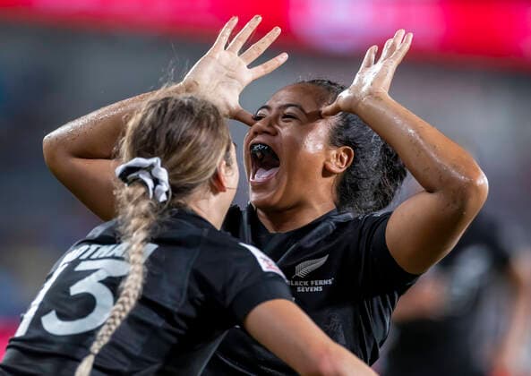 RUGBY SYDNEY 7S, Alena Saili of New Zealand celebrates after scoring and winning the womens Gold medal playoff against Canada on day two of the Sydney 7S Rugby tournament at Bankwest Stadium in Sydney, Sunday, February 2 2020. ( NO ARCHIVING, EDITORIAL USE ONLY, NO USE IN BOOKS WITHOUT CONSENT SYDNEY NSW AUSTRALIA  Copyright: xCRAIGxGOLDINGx 20200202001446262911