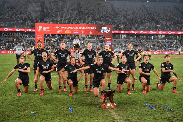 RUGBY SYDNEY 7S, New Zealand s Womens Rugby 7s gold medal winners perform the haka following the Women s Gold medal final between Canada and New Zealand during day two of the Sydney 7S Rugby tournament at Bankwest Stadium in Sydney, Sunday, February 2 2020. ( NO ARCHIVING, EDITORIAL USE ONLY, NO USE IN BOOKS WITHOUT CONSENT SYDNEY NSW AUSTRALIA  Copyright: xDEANxLEWINSx 20200202001446264149