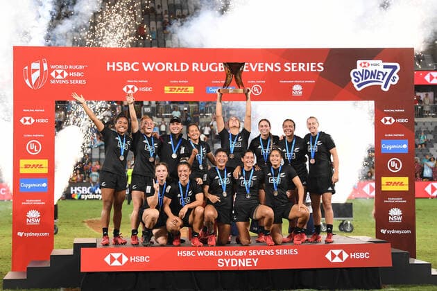 RUGBY SYDNEY 7S, New Zealand s Womens Rugby 7s gold medal winners celebrate after the gold medal final between Canada and New Zealand during day two of the Sydney 7S Rugby tournament at Bankwest Stadium in Sydney, Sunday, February 2 2020. ( NO ARCHIVING, EDITORIAL USE ONLY, NO USE IN BOOKS WITHOUT CONSENT SYDNEY NSW AUSTRALIA  Copyright: xDEANxLEWINSx 20200202001446264455