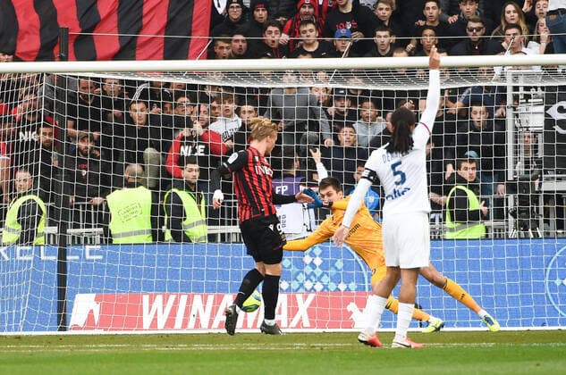 09 KASPER DOLBERG (NICE) - BUT FOOTBALL : Nice vs Lyon - Ligue 1 Conforama - 02 02 2020 FEP Panoramic 