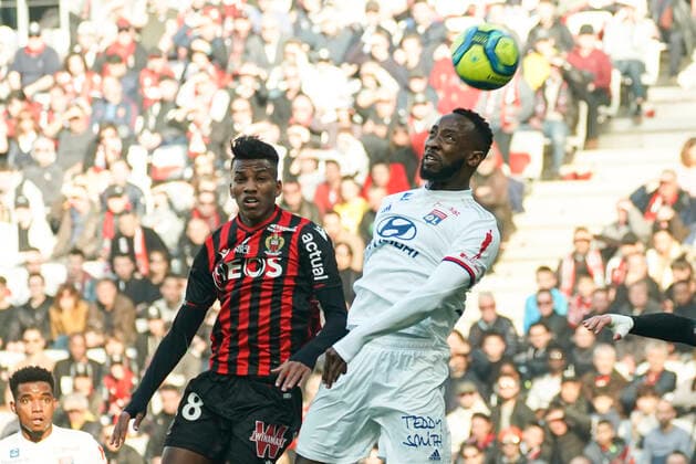 Hicham Boudaoui (OGC Nice) - Moussa Dembele (Lyon) FOOTBALL : OGC Nice vs Lyon - Ligue 1 Conforama - Nice - 02 02 2020 NorbertScanella PanoramiC 