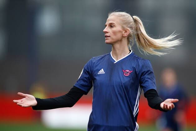 February 2, 2020, San Sebastian De Lor Reyes, MADRID, SPAIN: Sofia Jakobsson of CD Tacon gestures during the Spanish League, Primera Iberdrola, women football match played between Madrid CFF and CD Tacon at Matapinonera Stadium on February 02, 2020, in Madrid, Spain. Soccer: Women - Madrid CFF v CD Tacon - ZUMAa181 20200202_zaa_a181_114 Copyright: xAFP7x