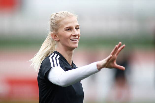 February 2, 2020, San Sebastian De Lor Reyes, MADRID, SPAIN: Sofia Jakobsson of CD Tacon smiles during the Spanish League, Primera Iberdrola, women football match played between Madrid CFF and CD Tacon at Matapinonera Stadium on February 02, 2020, in Madrid, Spain. Soccer: Women - Madrid CFF v CD Tacon - ZUMAa181 20200202_zaa_a181_125 Copyright: xAFP7x