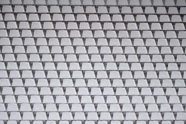 Essen, Germany 01 02 2020 Regionalliga West 2019 2020 Red White Essen vs SV Rödinghausen Empty stand, seats Essen North Rhine-Westphalia Germany Stadium at Hafenstrasse