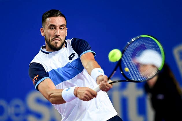 Damir Dzumhur (Bih) TENNIS : Open Sud de France 2020 - Montpellier - 03 02 2020 JBAutissier Panoramic 