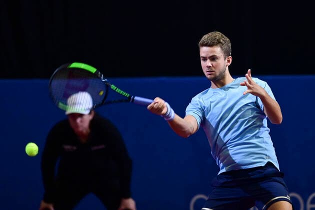 Enzo Couacaud (Fra) TENNIS : Open Sud de France 2020 - Montpellier - 03 02 2020 JBAutissier Panoramic 