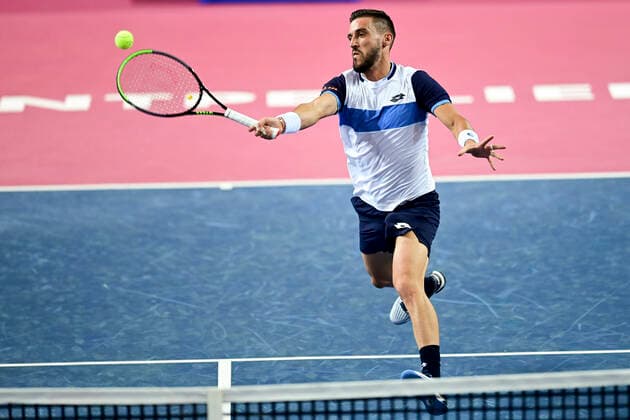 Damir Dzumhur (Bih) TENNIS : Open Sud de France 2020 - Montpellier - 03 02 2020 JBAutissier Panoramic 